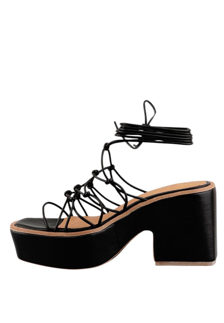 Fawcett Tie Up Handmade Block Heeled Sandals
