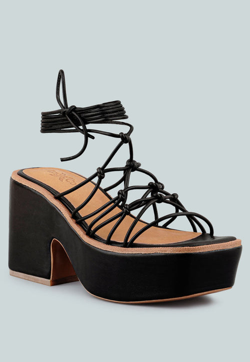 Fawcett Tie Up Handmade Block Heeled Sandals