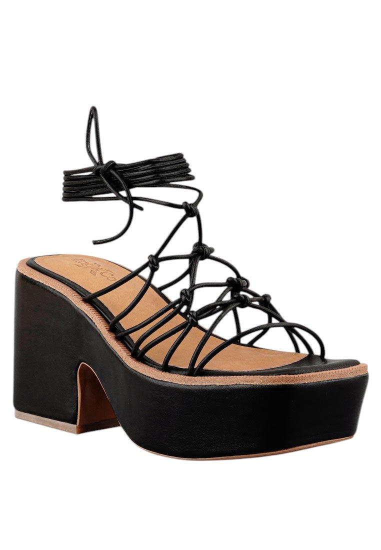 Fawcett Tie Up Handmade Block Heeled Sandals