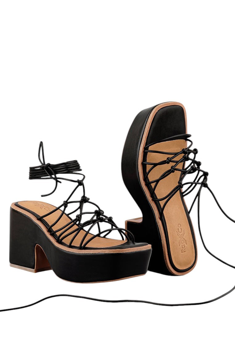 Fawcett Tie Up Handmade Block Heeled Sandals