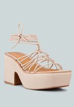 Fawcett Tie Up Handmade Block Heeled Sandals