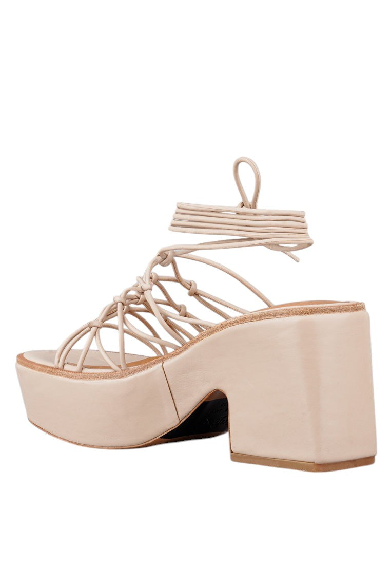 Fawcett Tie Up Handmade Block Heeled Sandals