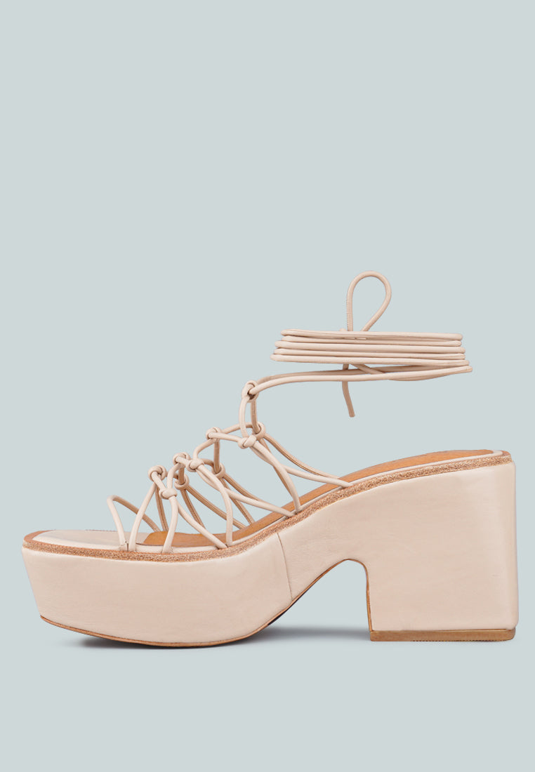 Fawcett Tie Up Handmade Block Heeled Sandals