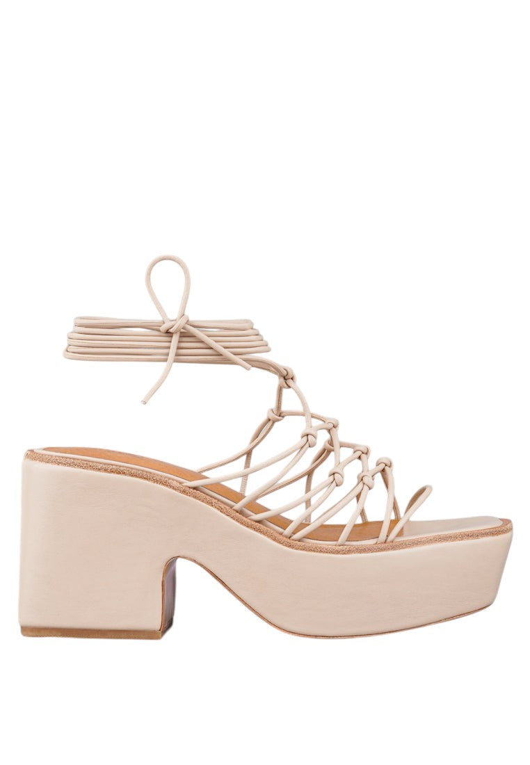 Fawcett Tie Up Handmade Block Heeled Sandals