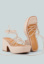 Fawcett Tie Up Handmade Block Heeled Sandals