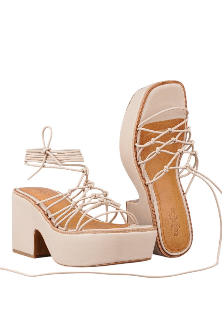 Fawcett Tie Up Handmade Block Heeled Sandals