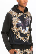 Printed Poly Span Track Set | Regular Fit with Zipper Details