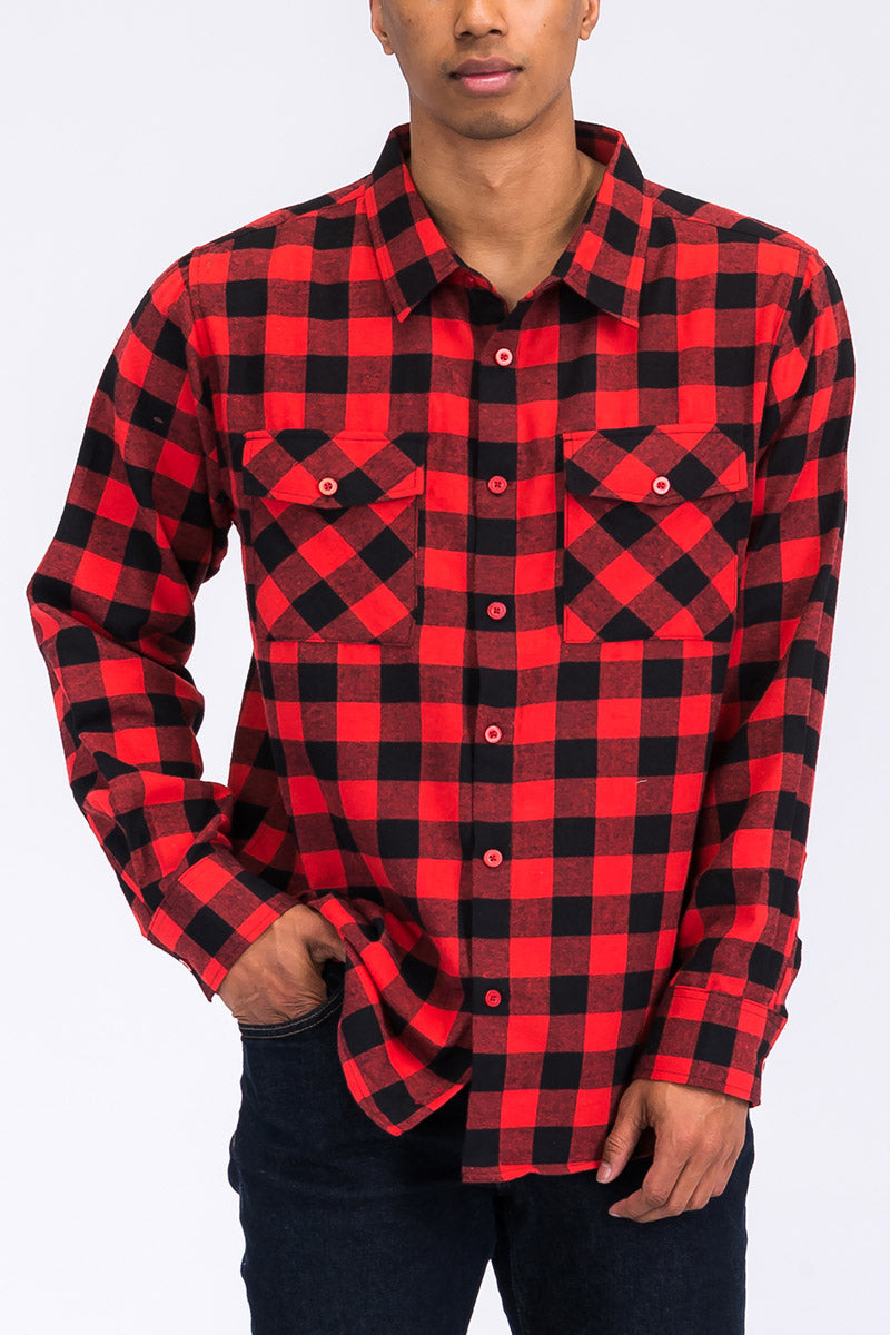 Men's Brushed Flannel Shirt – Cotton Blend
