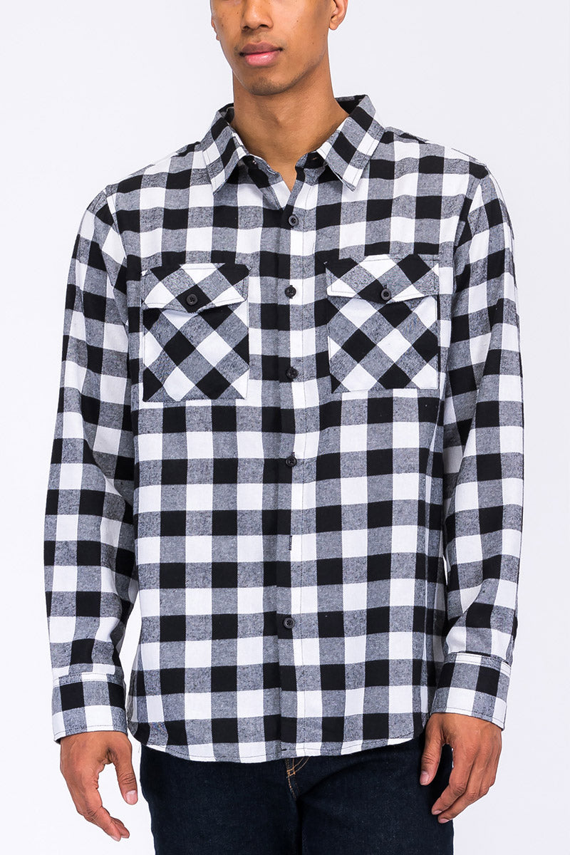 Men's Brushed Flannel Shirt – Cotton Blend