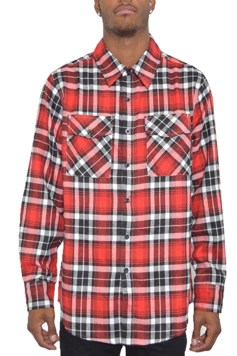 Brushed Flannel Shirt | Cotton-Poly Blend with Chest Pockets