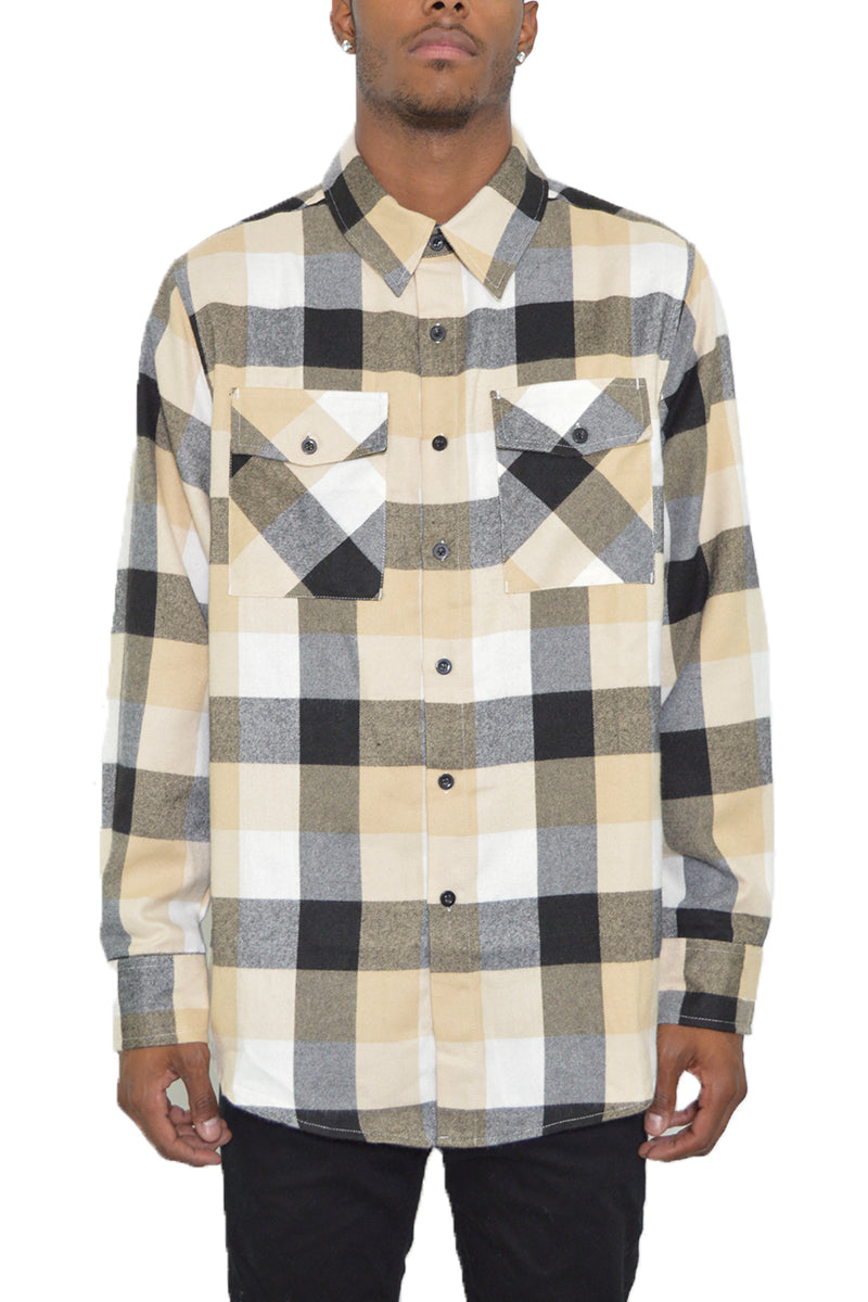 Men's Brushed Flannel Shirt – Cotton Blend