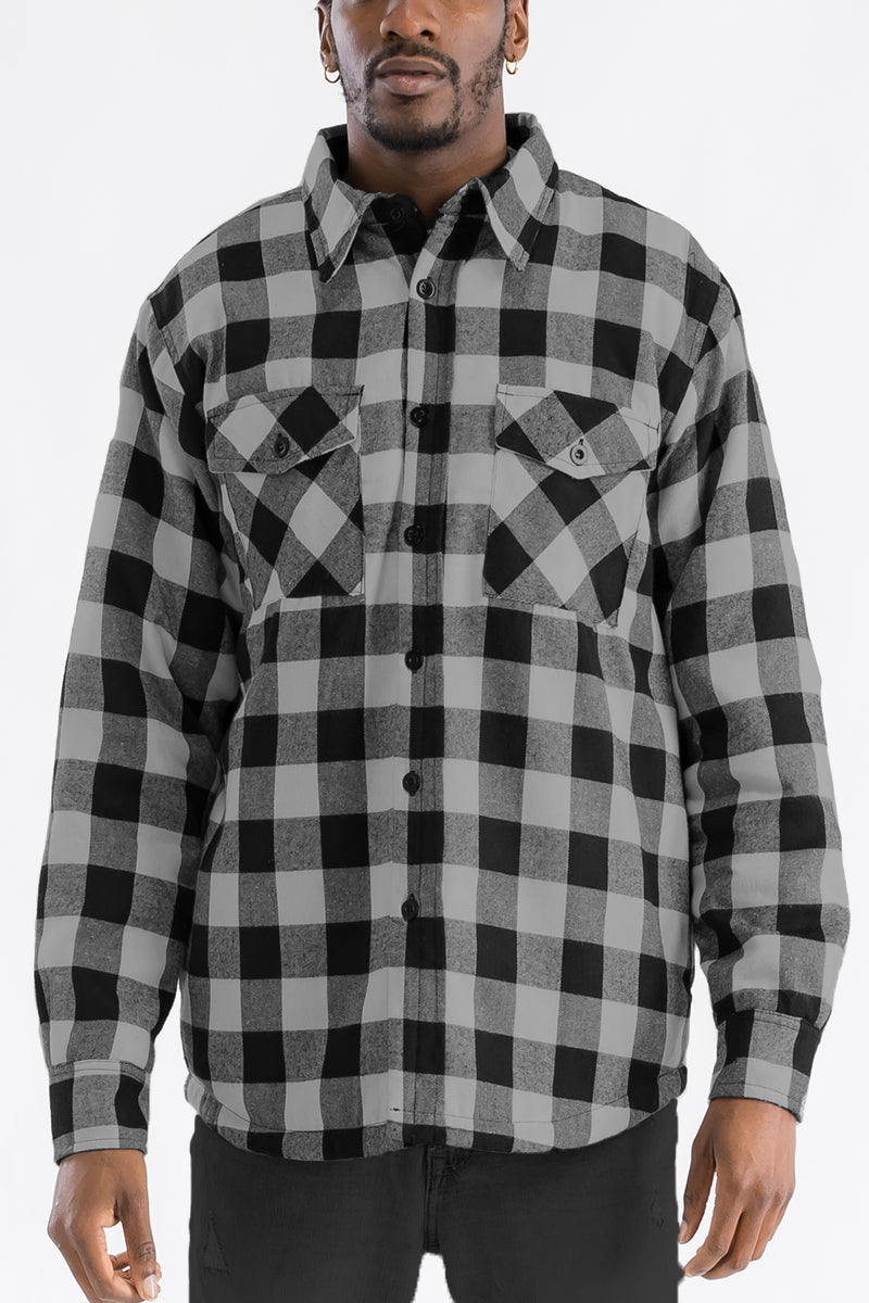 Quilted Flannel Shirt Jacket with Chest Pockets