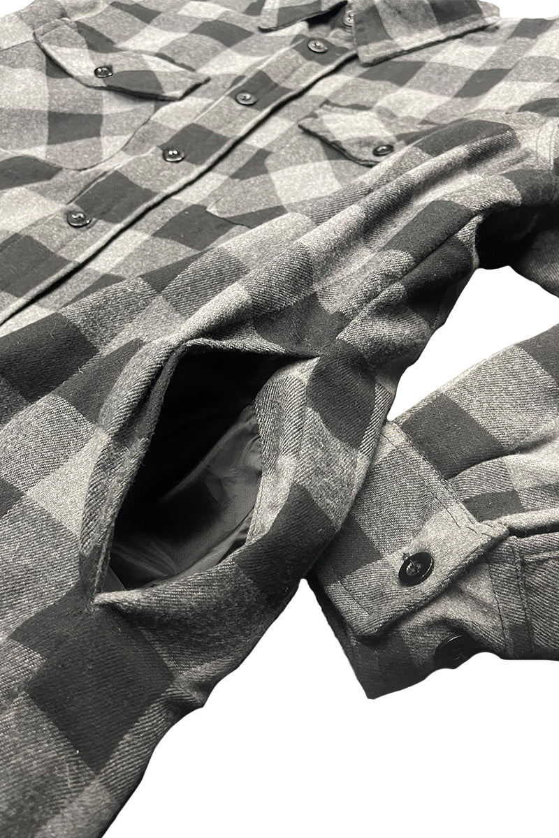 Quilted Flannel Shirt Jacket with Chest Pockets