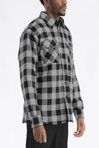 Quilted Flannel Shirt Jacket with Chest Pockets