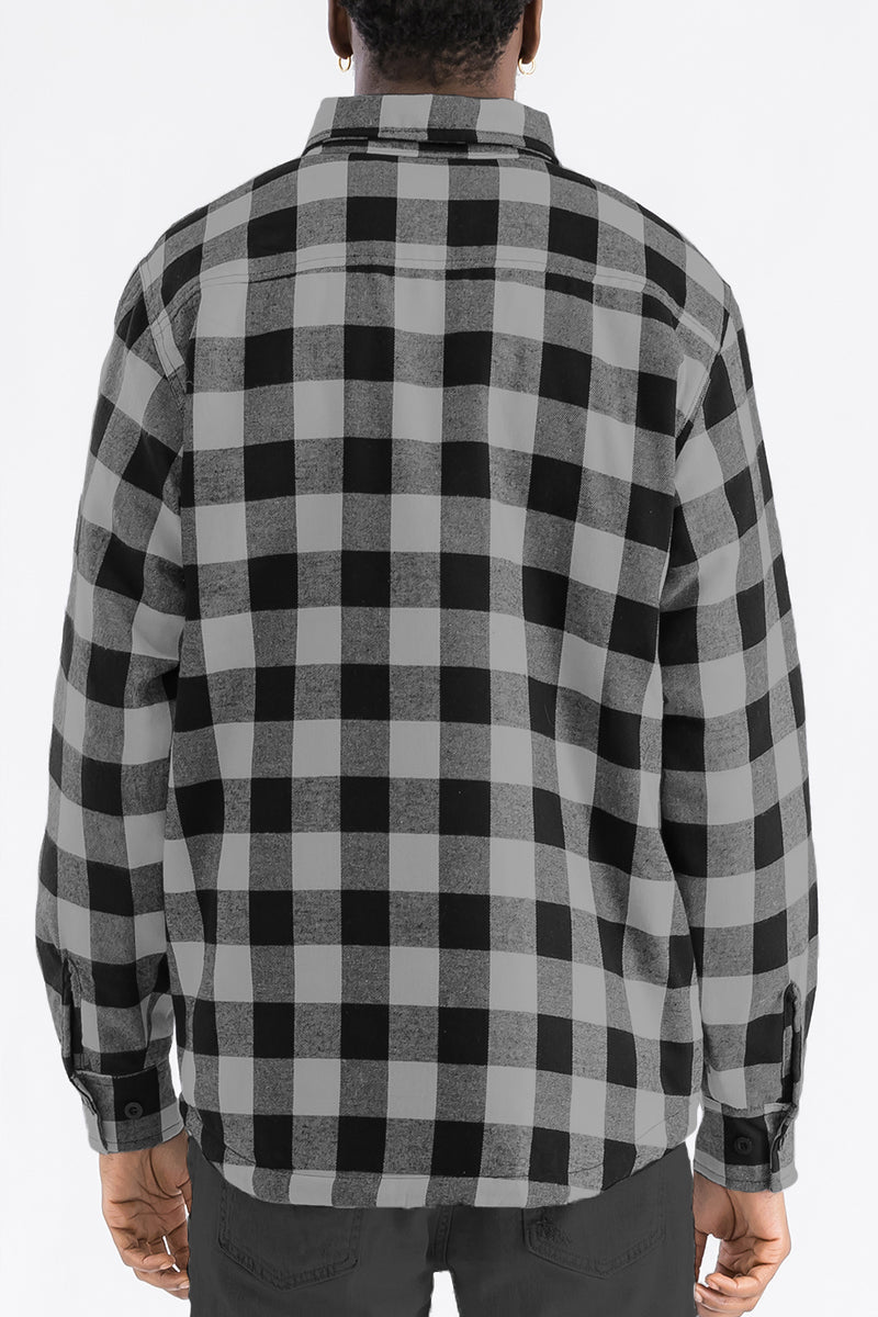 Quilted Flannel Shirt Jacket with Chest Pockets