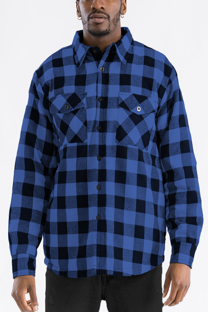 Quilted Flannel Shirt Jacket with Chest Pockets