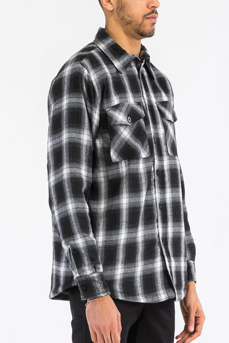 Quilted Flannel Shirt Jacket with Chest Pockets