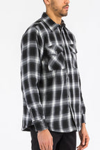 Quilted Flannel Shirt Jacket with Chest Pockets