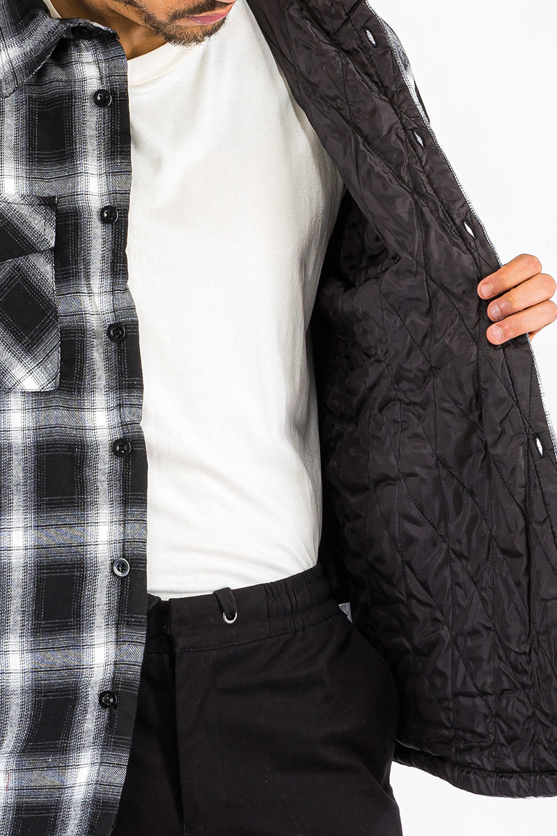 Quilted Flannel Shirt Jacket with Chest Pockets