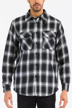 Quilted Flannel Shirt Jacket with Chest Pockets