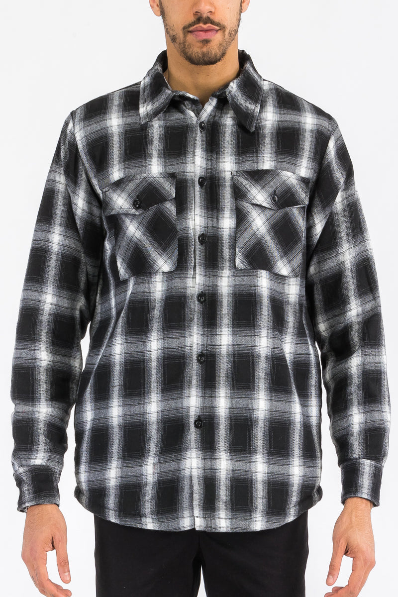 Quilted Flannel Shirt Jacket with Chest Pockets