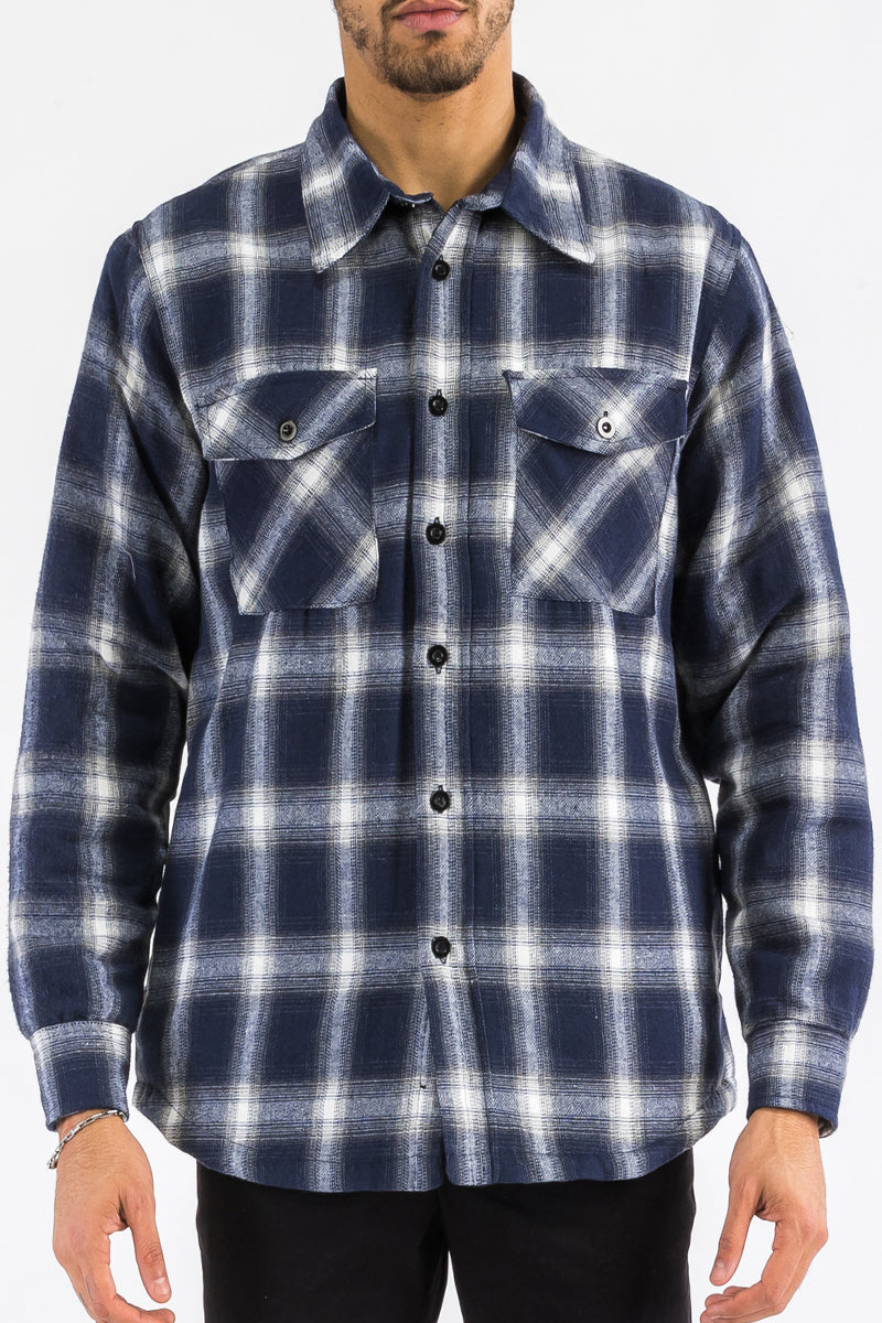 Quilted Flannel Shirt Jacket with Chest Pockets