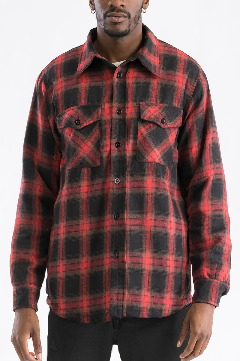 Quilted Flannel Shirt Jacket with Chest Pockets