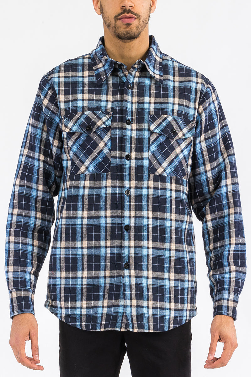 Quilted Flannel Shirt Jacket with Chest Pockets