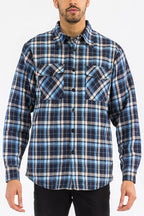 Quilted Flannel Shirt Jacket with Chest Pockets