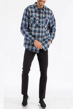 Quilted Flannel Shirt Jacket with Chest Pockets
