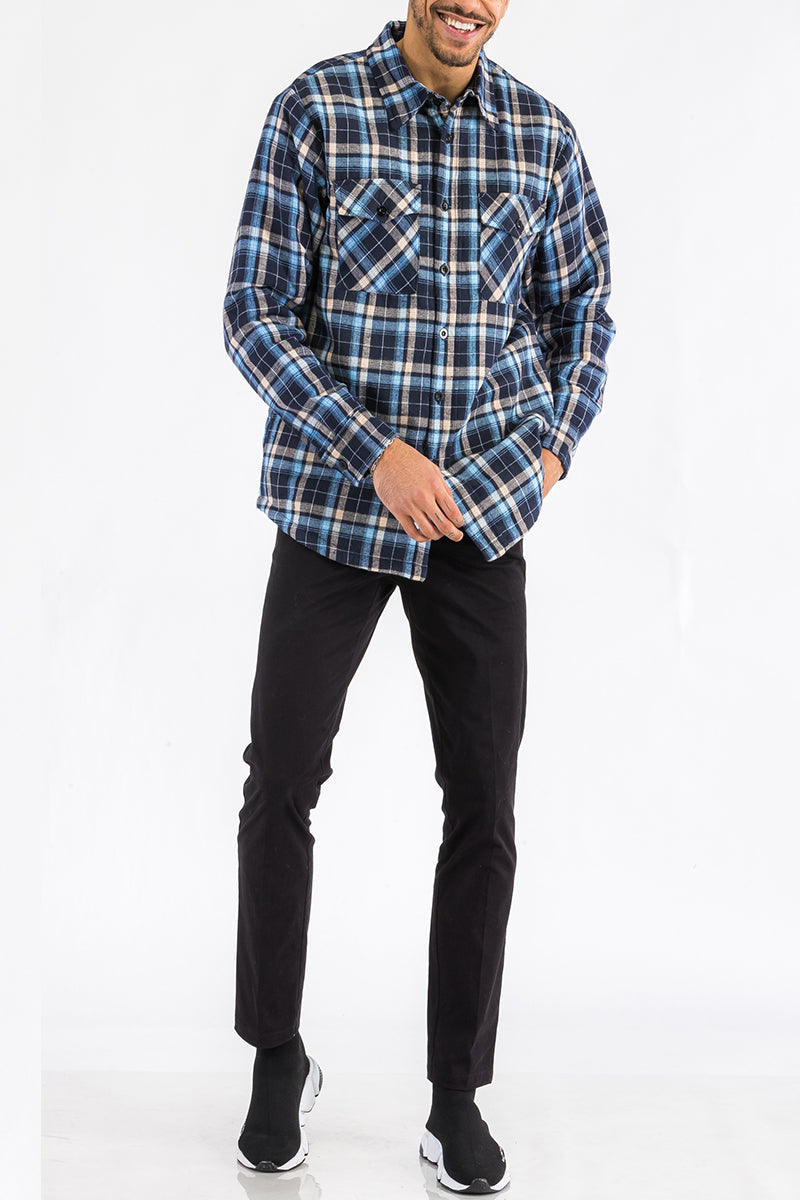 Quilted Flannel Shirt Jacket with Chest Pockets