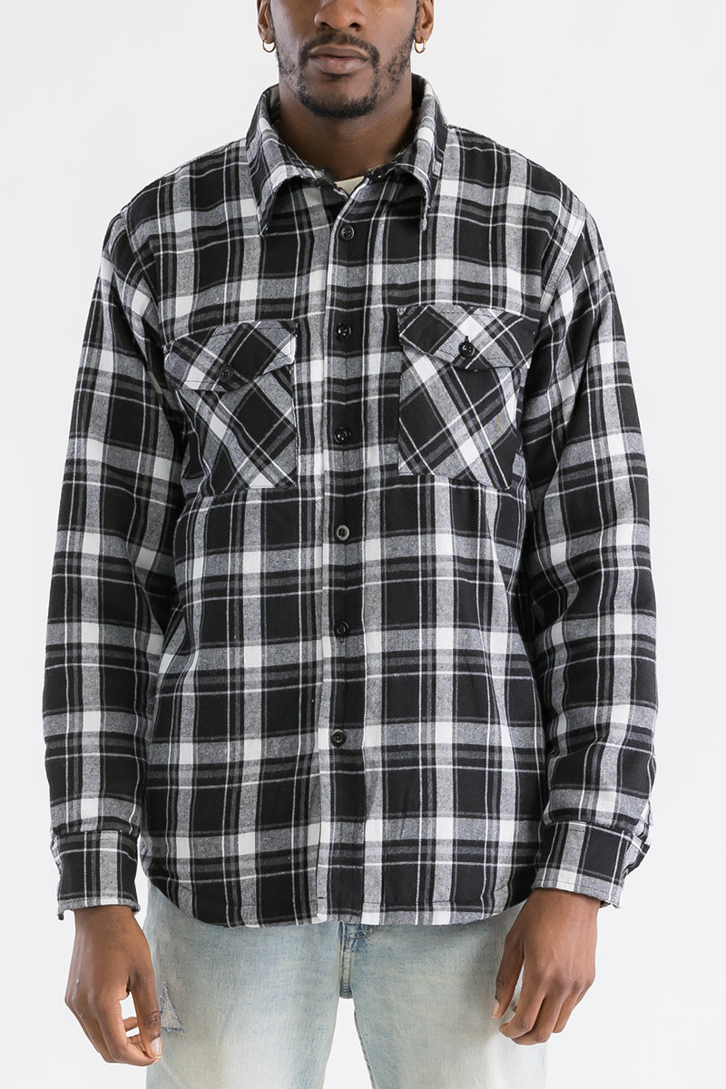 Quilted Flannel Shirt Jacket with Chest Pockets