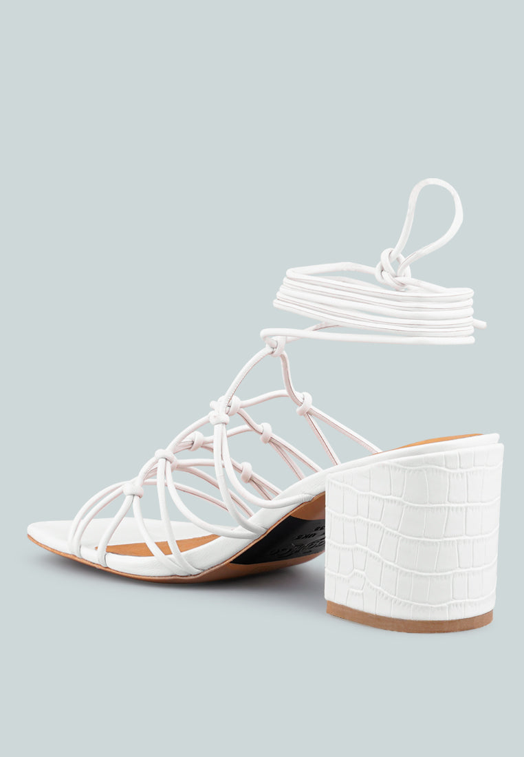 Fonda Croc Patterned Handcrafted Lace Up Sandal