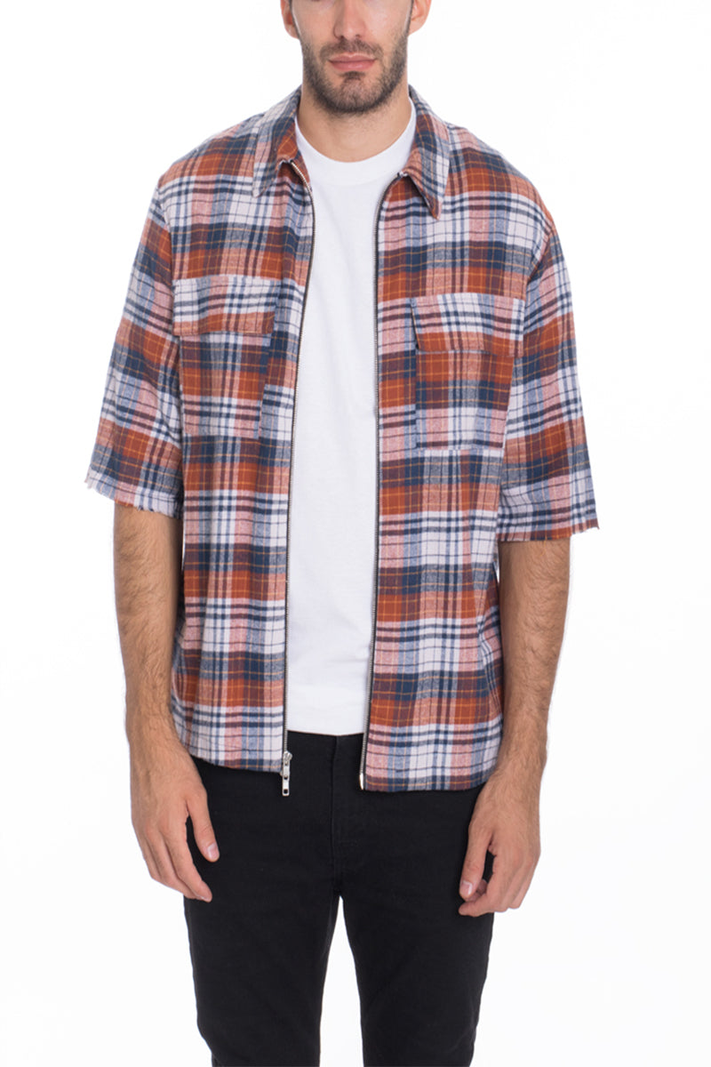 Corden Zip Up Flannel Shirt | Cotton-Poly Blend