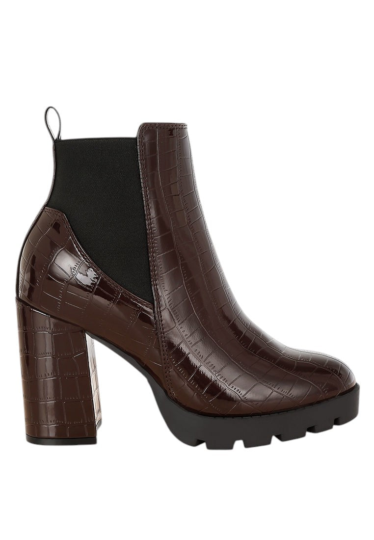 Foxy Faux Leather Croc Chelsea Boots