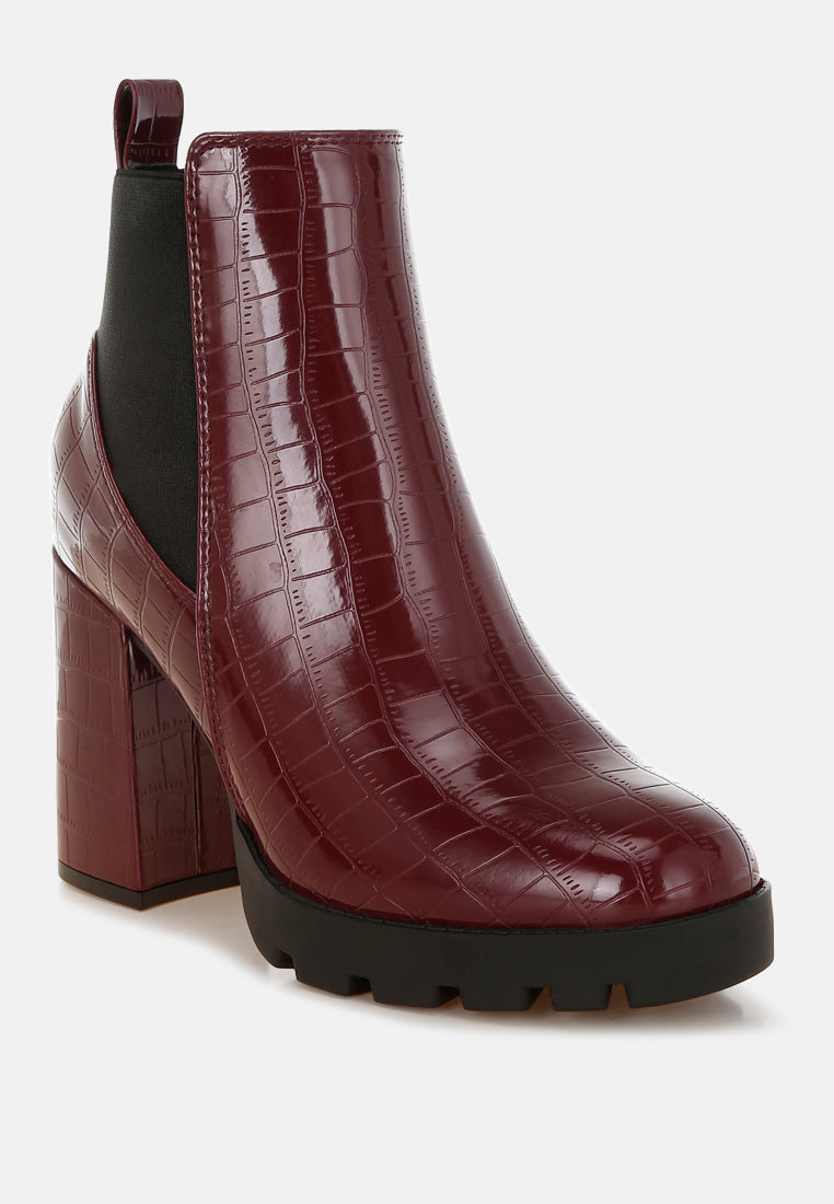 Foxy Faux Leather Croc Chelsea Boots
