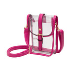 Faux Leather Belt Buckle Pointed Transparent Crossbody Bag