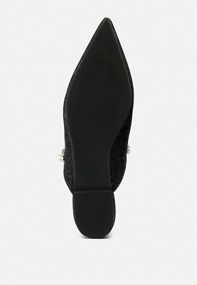 Geode Pearl Embellished Slip On Mules