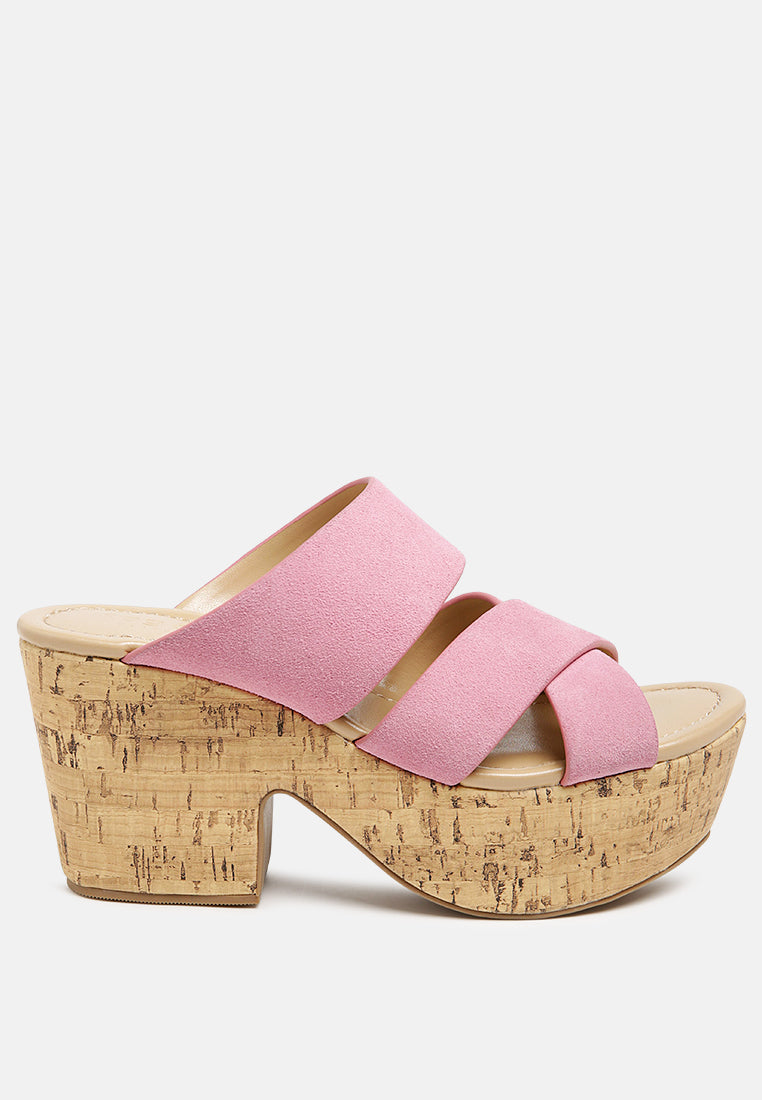Gerd Block Heeled Suede Slip-On Sandal