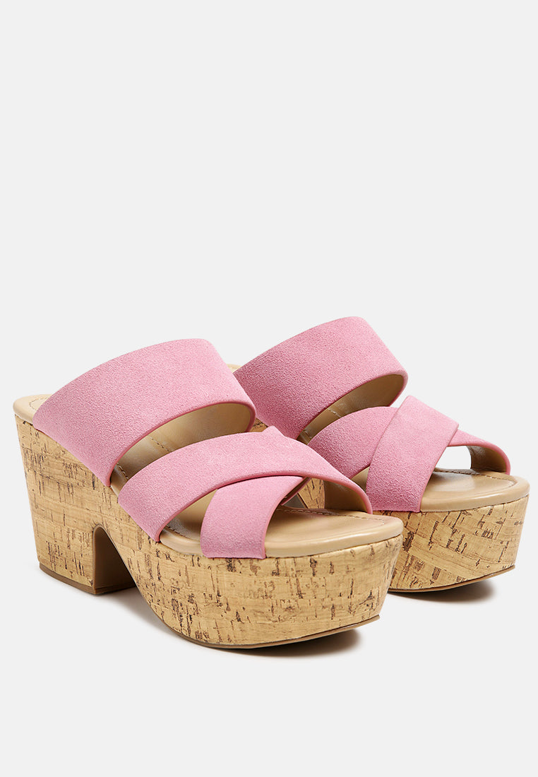 Gerd Block Heeled Suede Slip-On Sandal