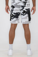 Full Camo Digital Print Cargo Shorts with Toggle