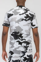 Full Camo Digital Print T-Shirt with Chest Toggle Pocket