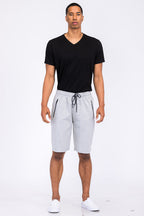Heathered Cotton Blend Shorts with Drawstring Waist