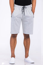 Heathered Cotton Blend Shorts with Drawstring Waist