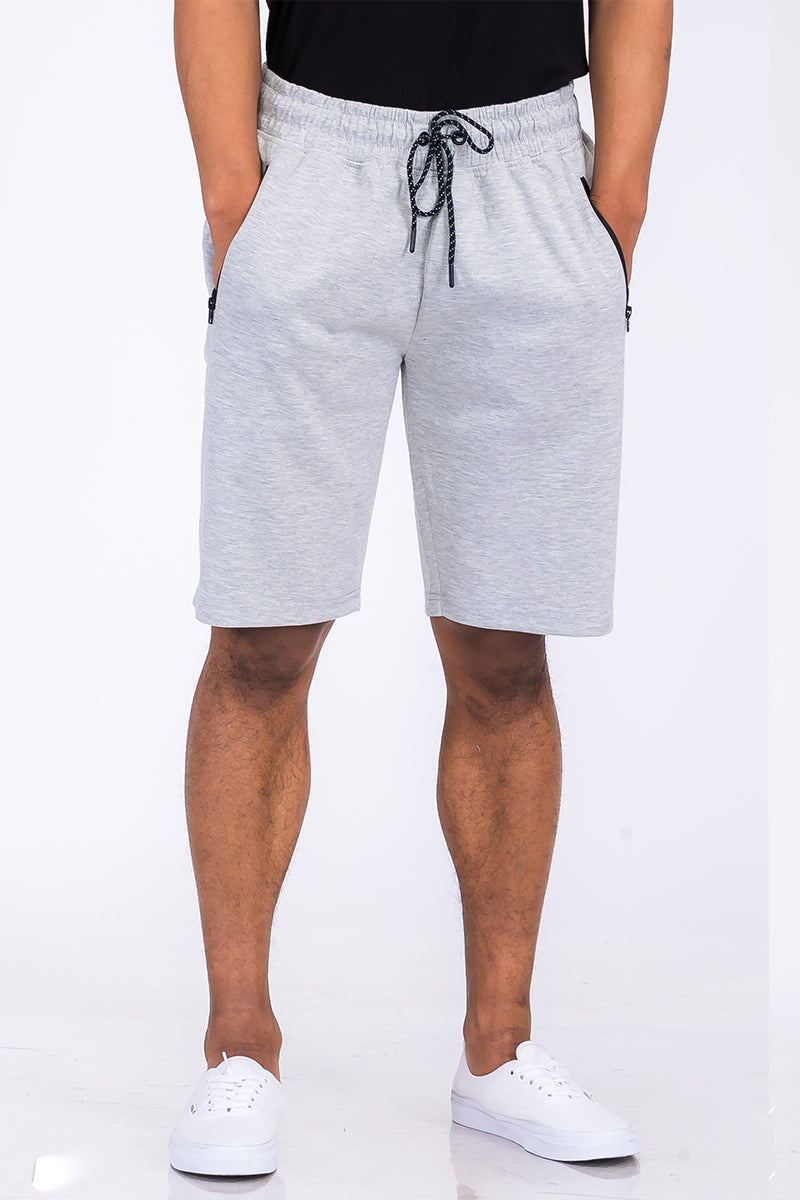 Heathered Cotton Blend Shorts with Drawstring Waist