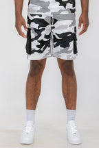 Full Camo Digital Print Cargo Shorts with Toggle