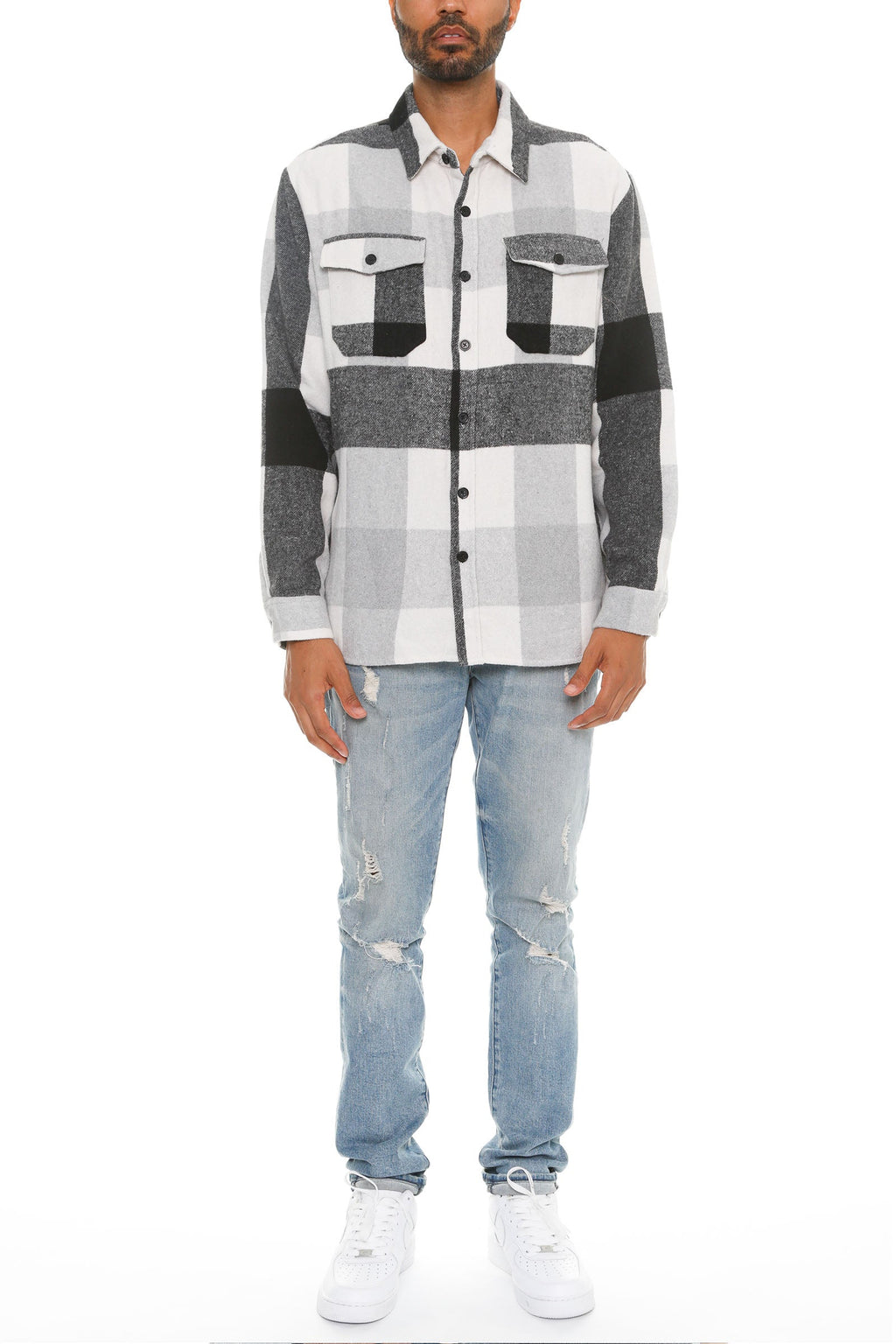 Soft Flannel Shacket | Brushed Checkered Long Sleeve