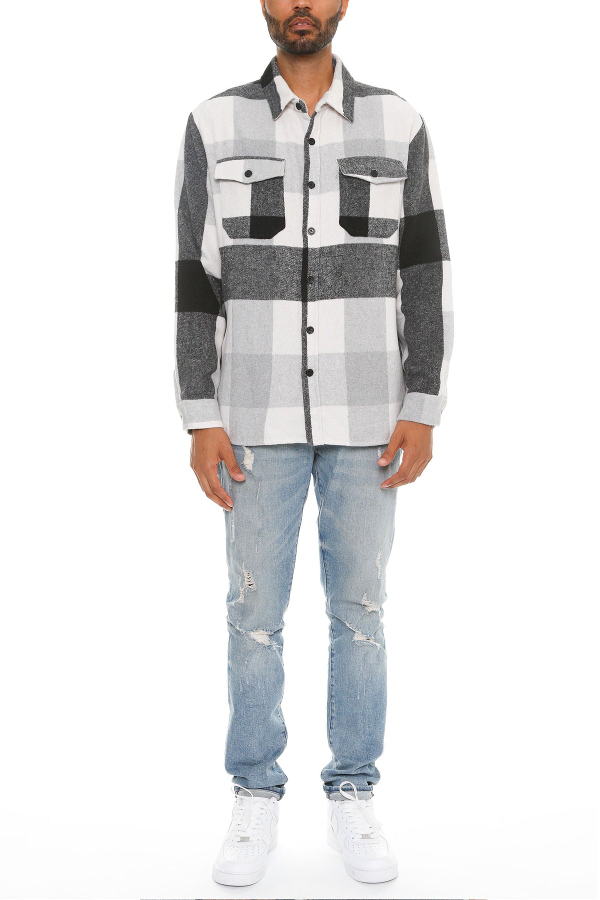Soft Flannel Shacket | Brushed Checkered Long Sleeve