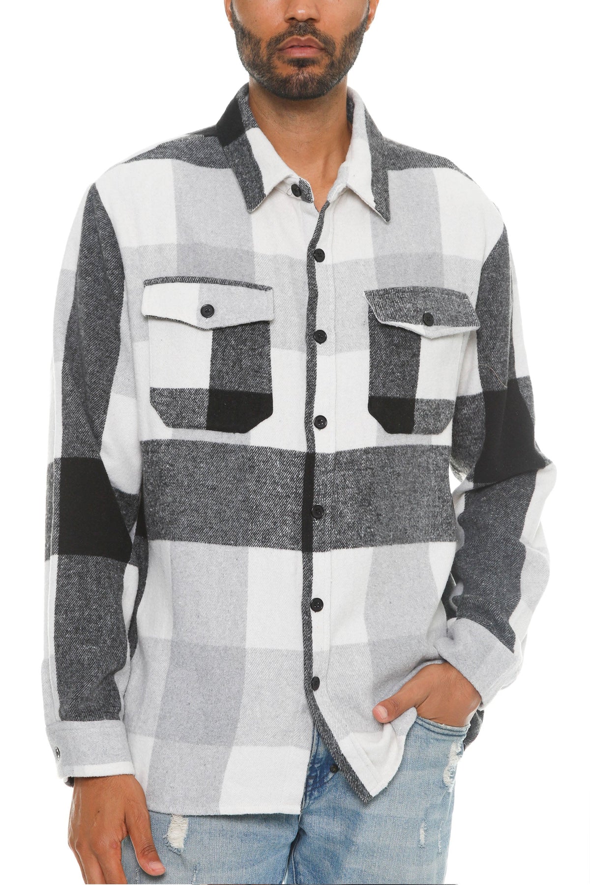 Soft Flannel Shacket | Brushed Checkered Long Sleeve
