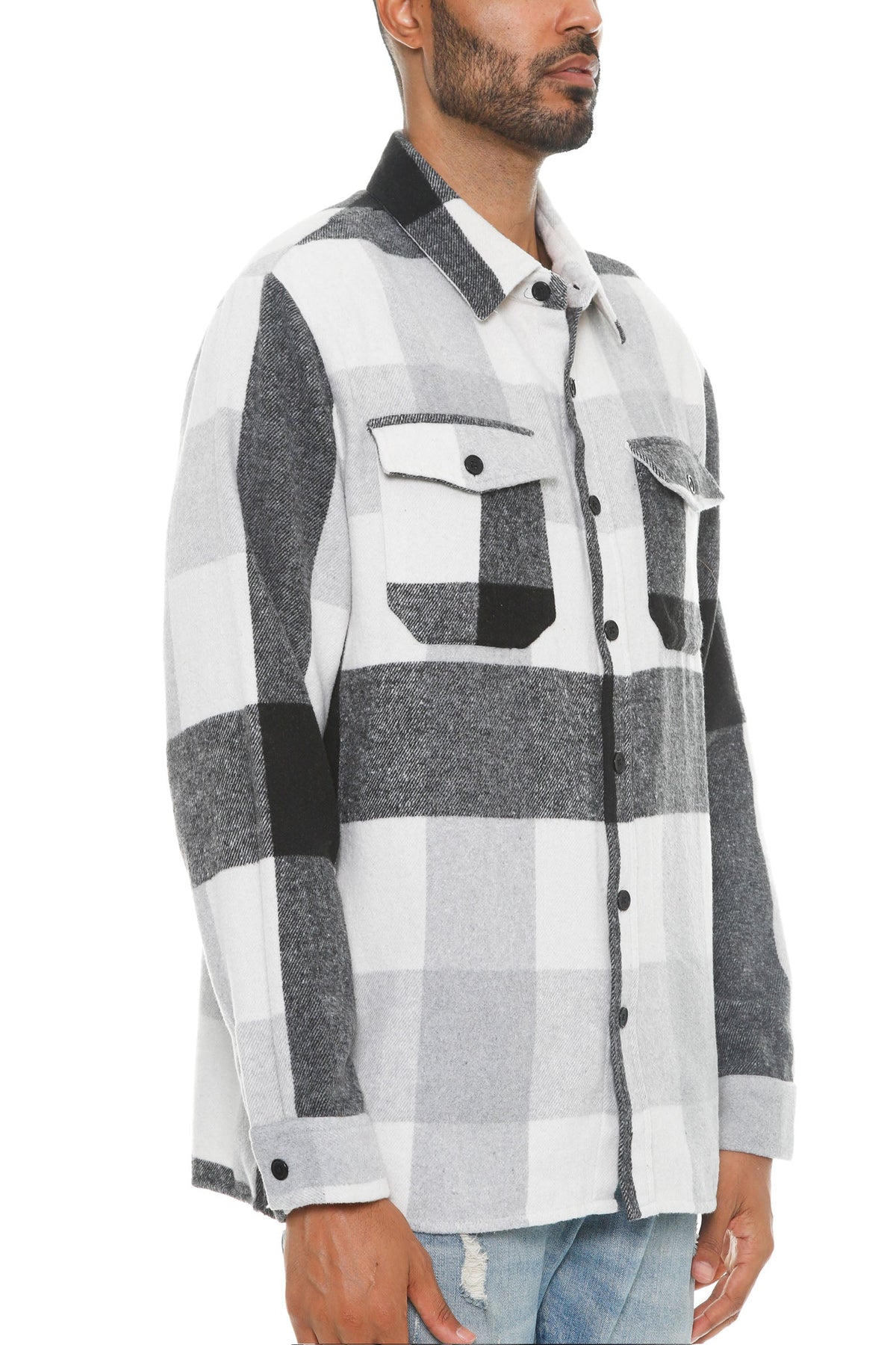 Soft Flannel Shacket | Brushed Checkered Long Sleeve
